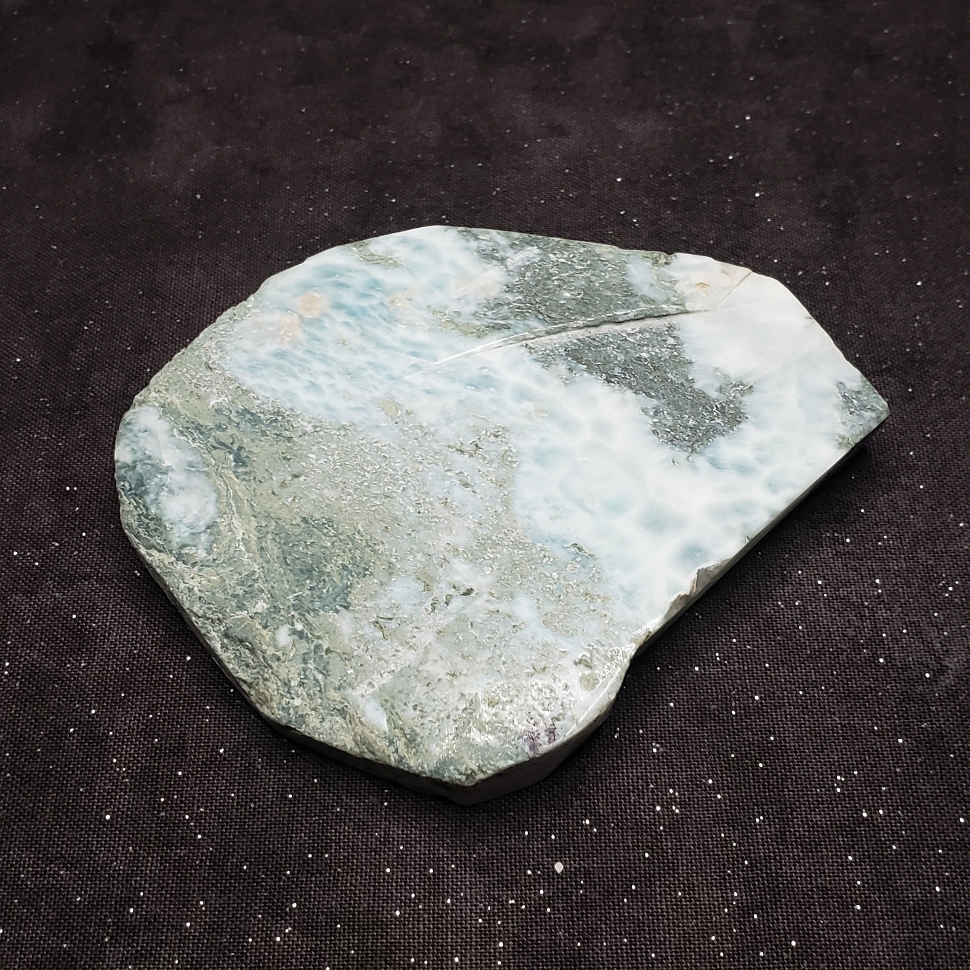 Larimar Lapidary Stone Stunning color 3.25 x 2.75 inches Raw Natural 120 grams LAR115A Simply CBD LLC