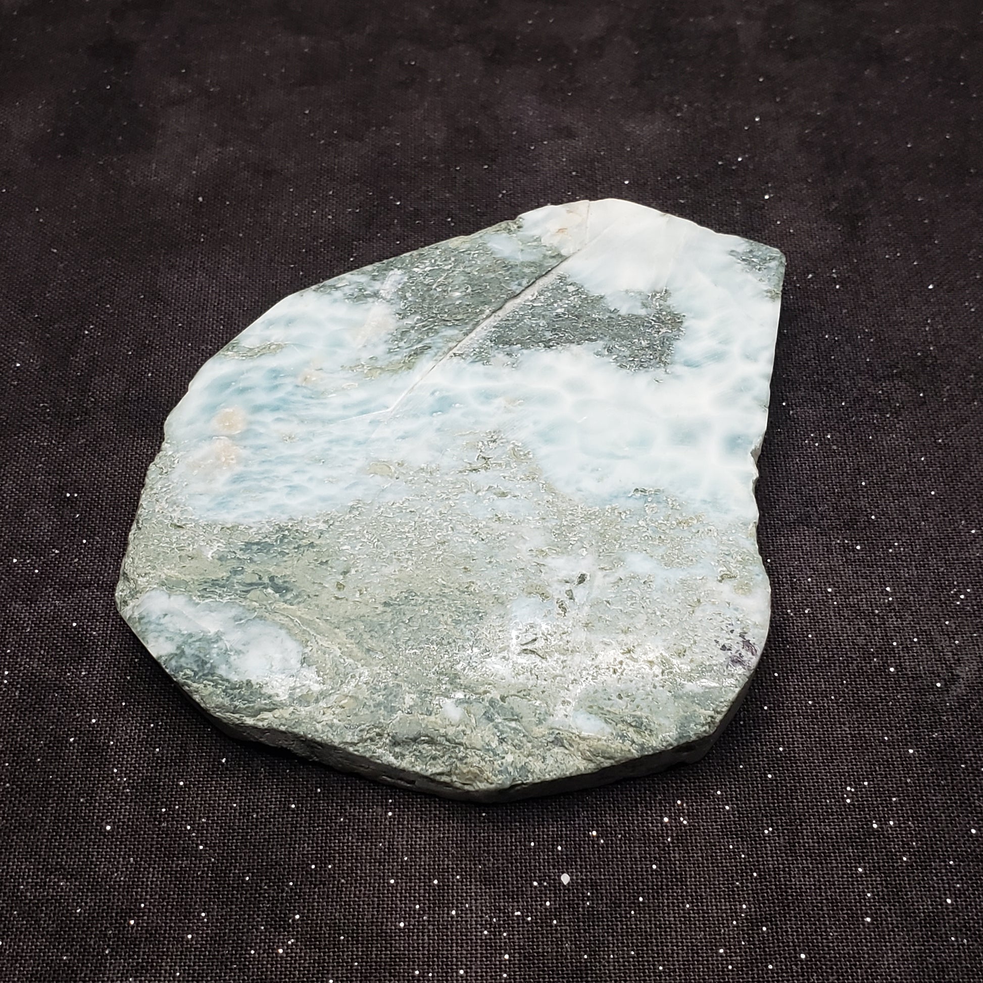 Larimar Lapidary Stone Stunning color 3.25 x 2.75 inches Raw Natural 120 grams LAR115A Simply CBD LLC