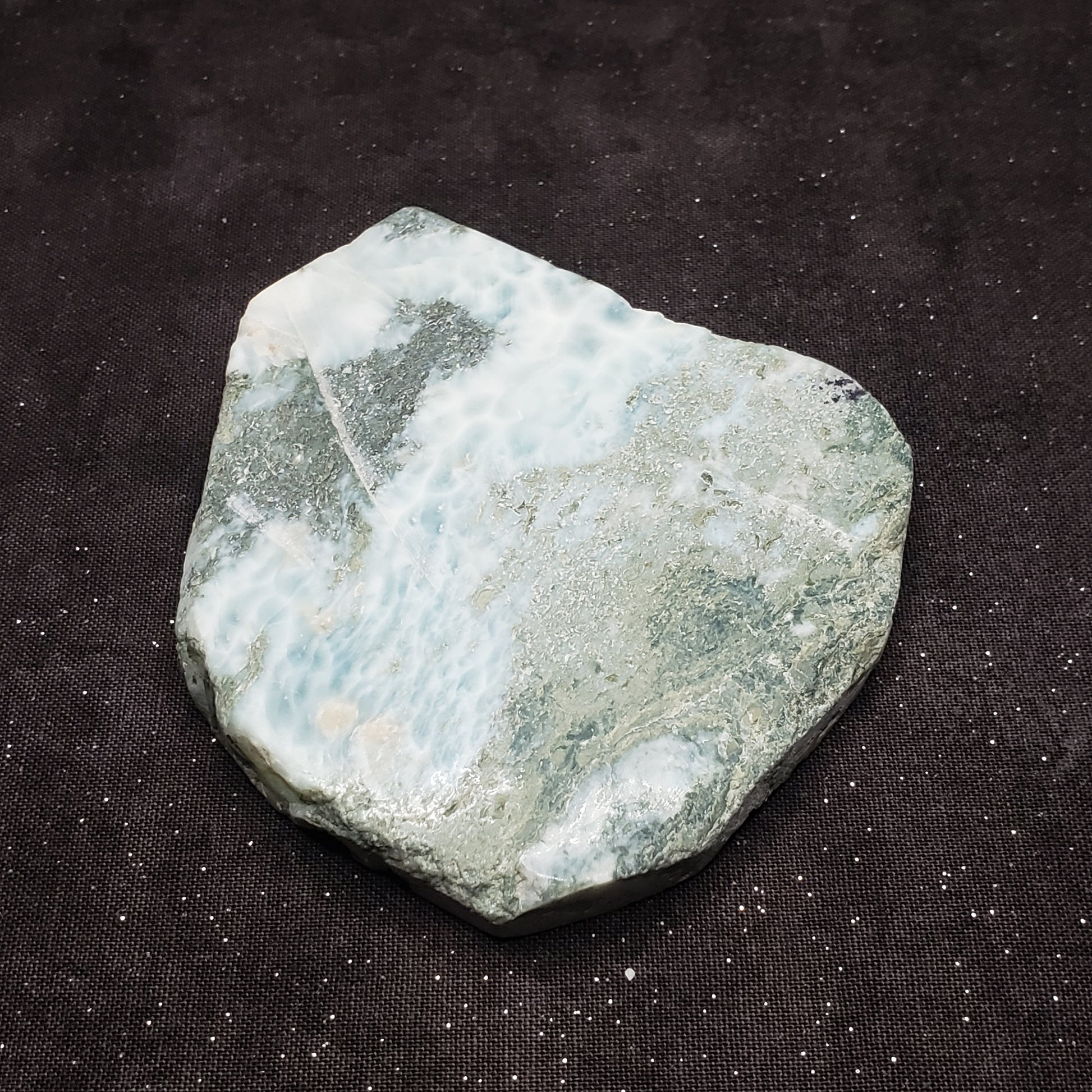 Larimar Lapidary Stone Stunning color 3.25 x 2.75 inches Raw Natural 120 grams LAR115A Simply CBD LLC