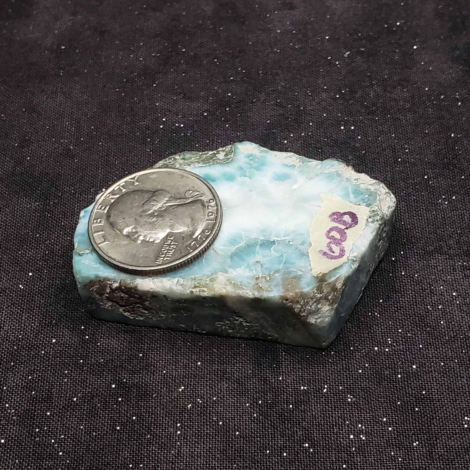 Larimar Lapidary Stone 2 x 1.5 inches Raw Natural 59 grams Dominican Republic LAR60B Simply CBD LLC