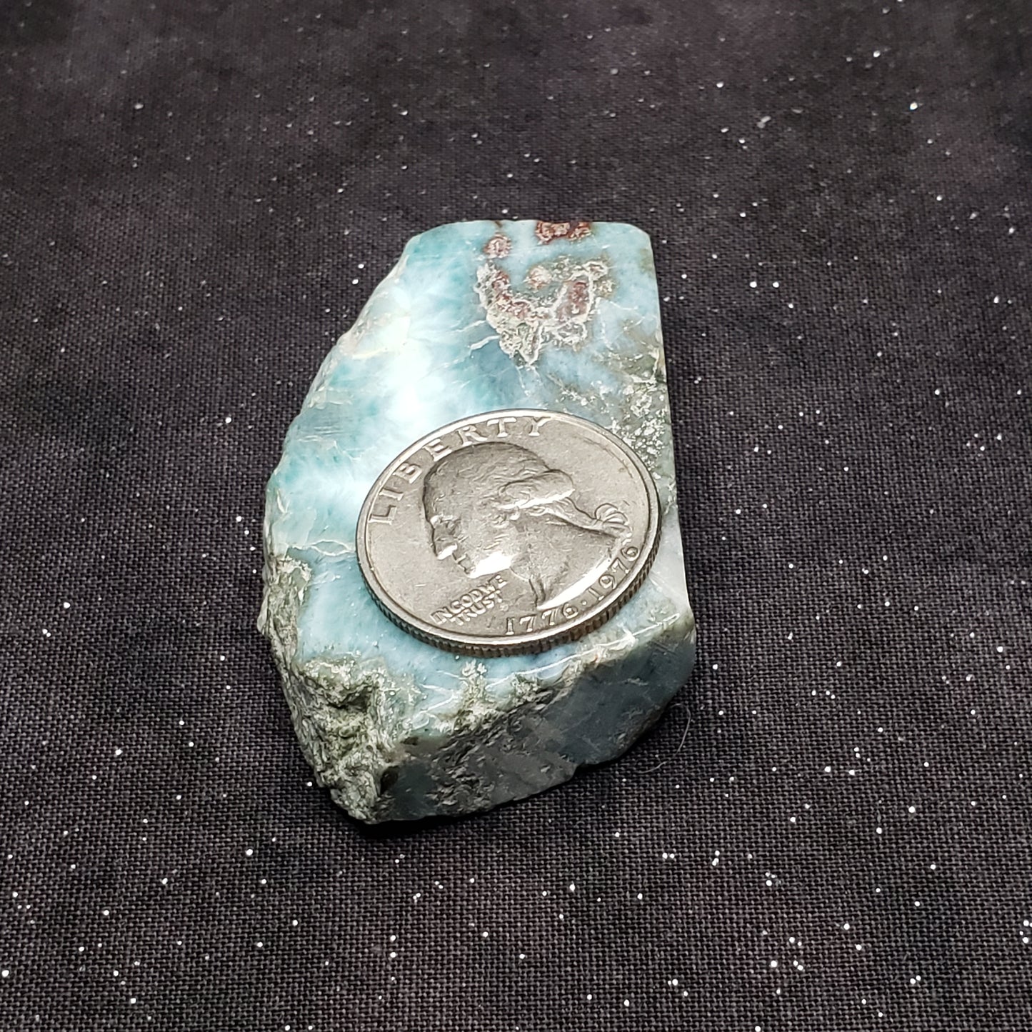 Larimar Lapidary Stone 2 x 1.5 inches Raw Natural 59 grams Dominican Republic LAR60B Simply CBD LLC