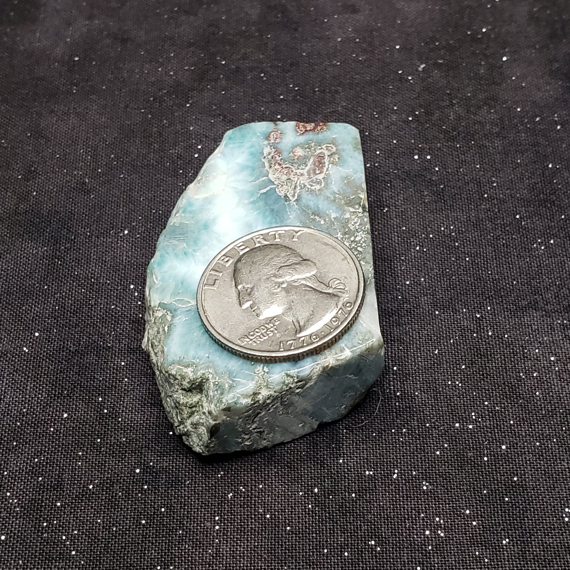 Larimar Lapidary Stone 2 x 1.5 inches Raw Natural 59 grams Dominican Republic LAR60B Simply CBD LLC