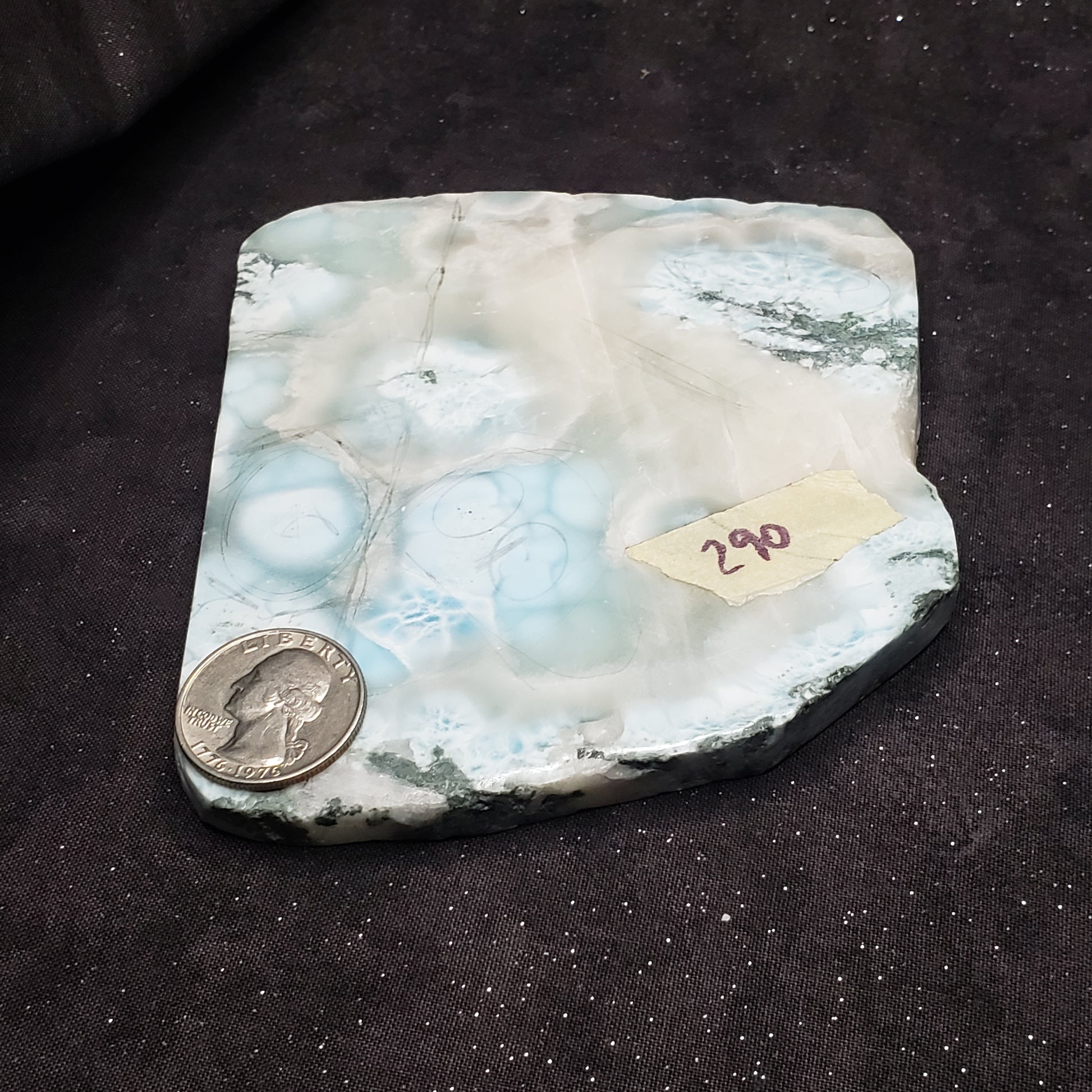 Larimar Natural Large Lapidary beauty 4.5 x 3.5 inches 293 grams Dominican Republic LAR290 Simply CBD LLC