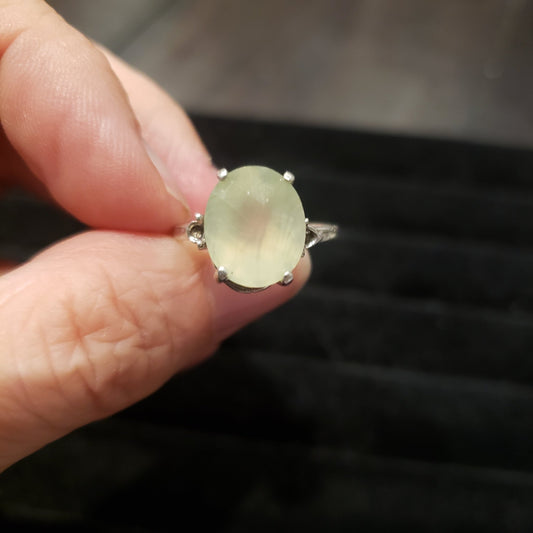 Prehnite Ring Silver Faceted size 6.5 Simply CBD LLC