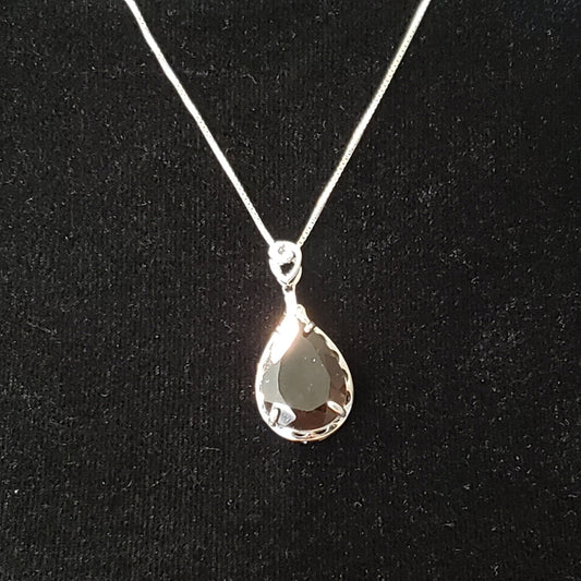 Smoky Quartz 21.5 carat Faceted Silver Pendant Simply CBD LLC