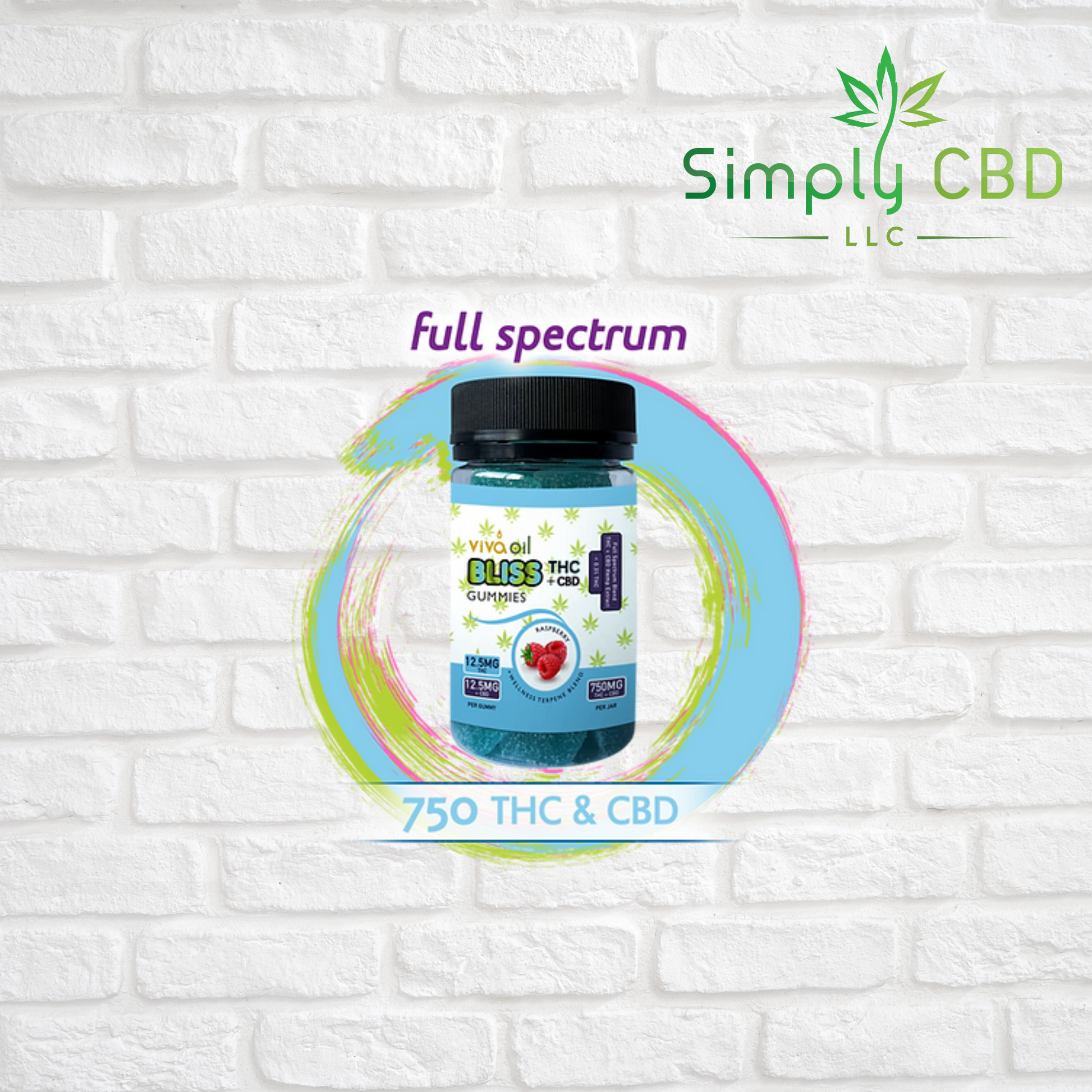 Viva Oil Bliss 1:1 THC + CBD Full Spectrum Gummies 750 mg Simply CBD LLC