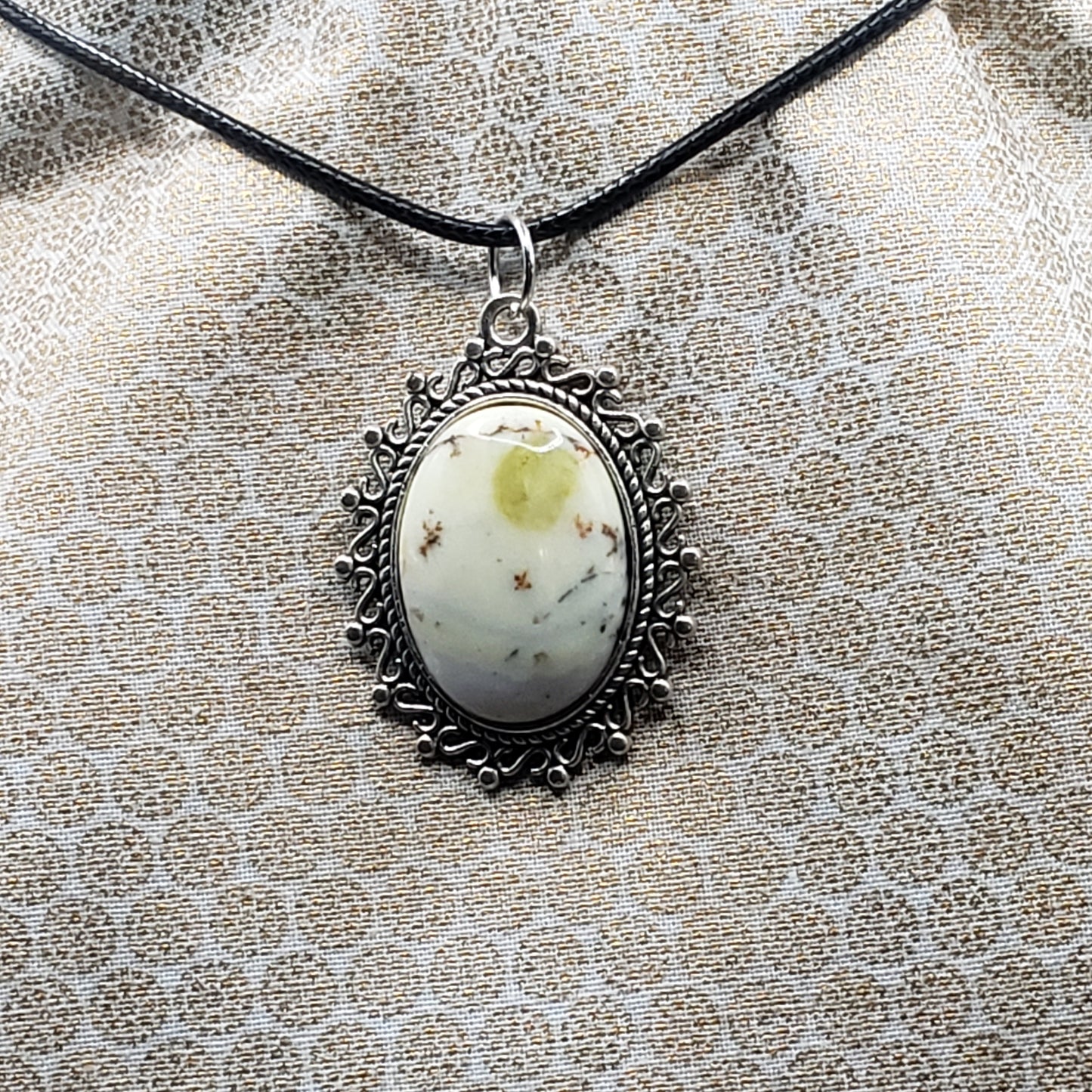 Jasper Crystal 1" Oval Natural Stone Pendant Necklace 20" Black Cord (CJ00004) Simply CBD LLC