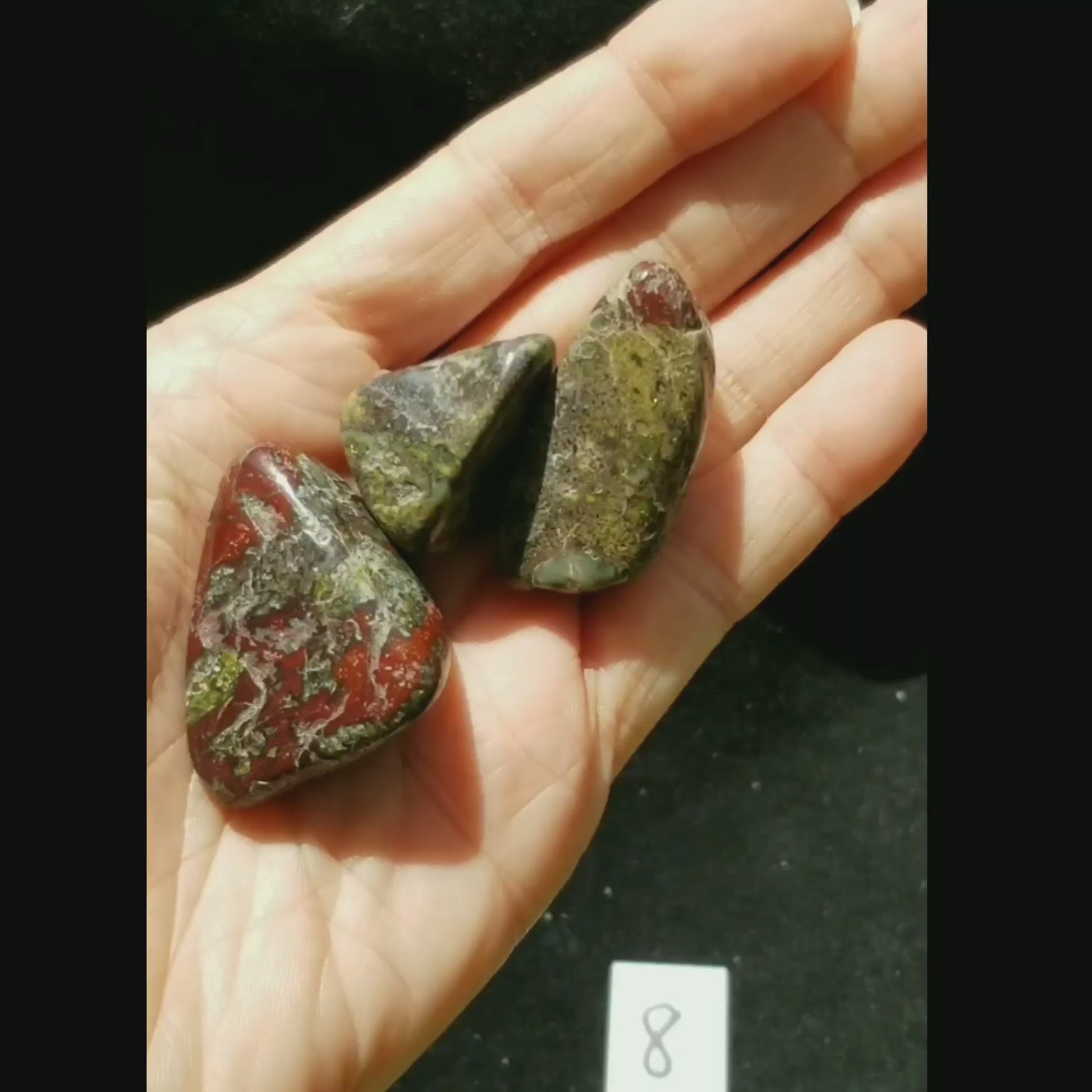 Dragon Bloodstone Jasper Polished Tumbled Stone TRIO vid