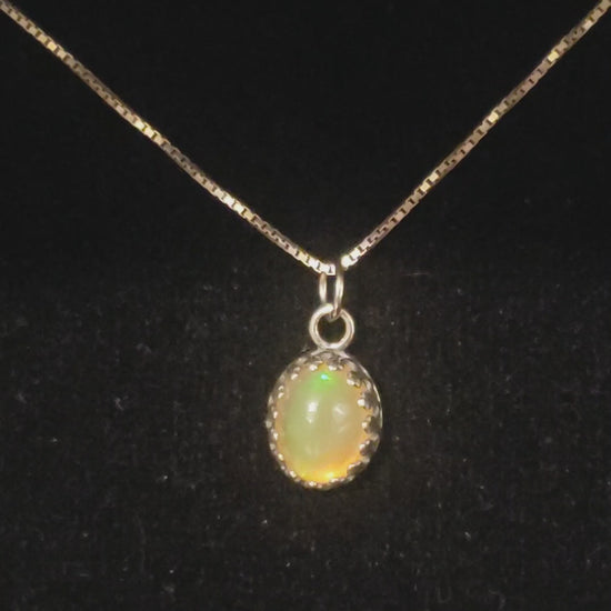170-34-1 Ethiopian Yellow Opal 4ct Pendant Semi Precious Gemstone Silver Pendant vid2