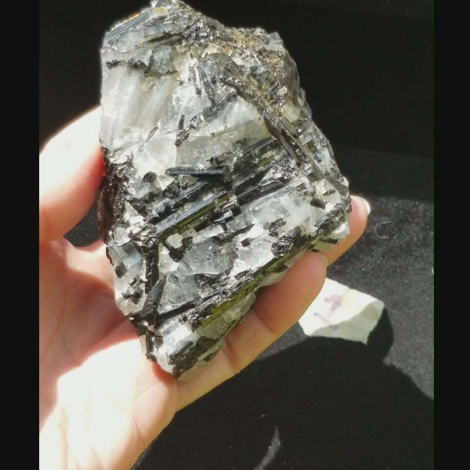 Black Tourmaline Tourmalinated Quartz Raw Natural Crystal vid1