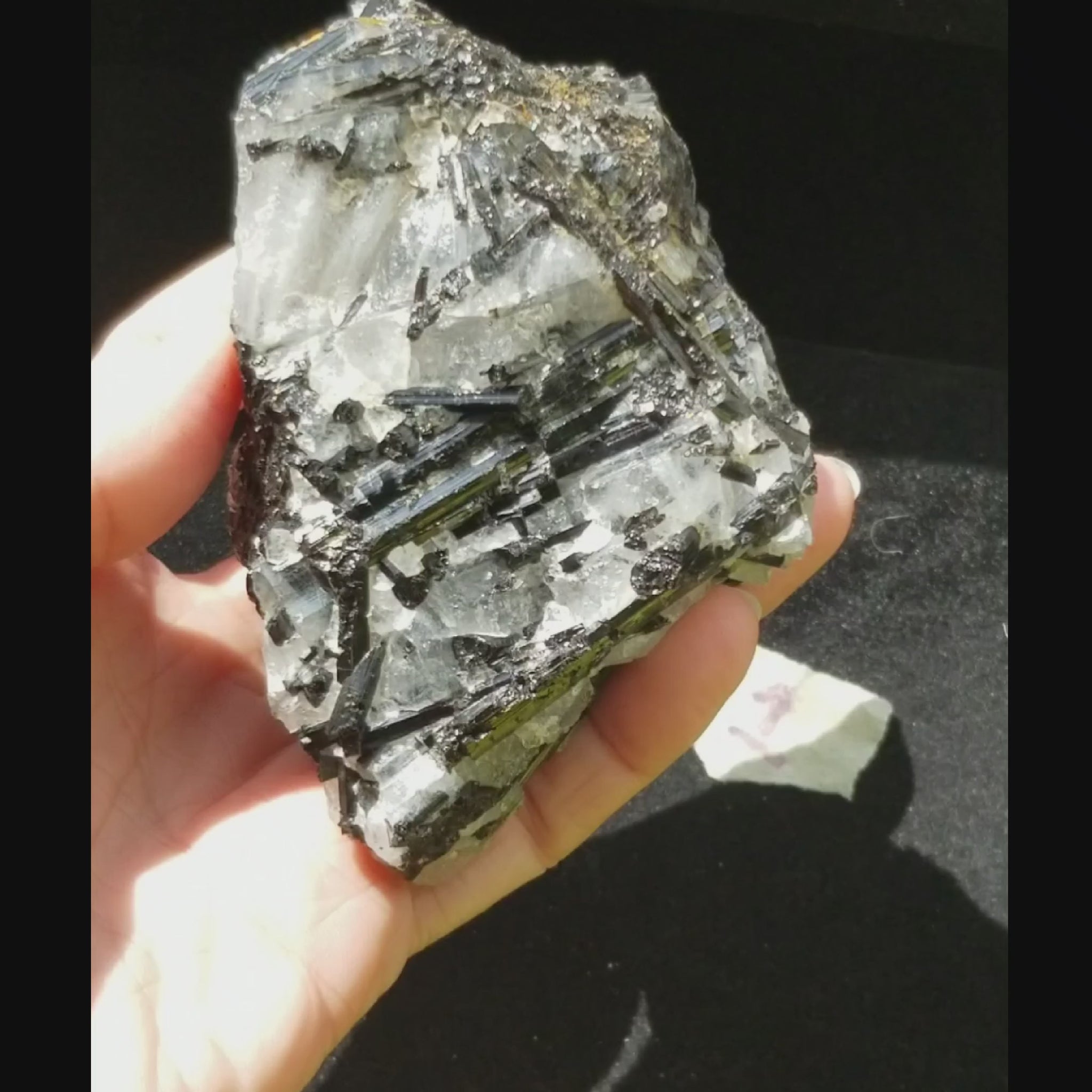Black Tourmaline Tourmalinated Quartz Raw Natural Crystal vid1