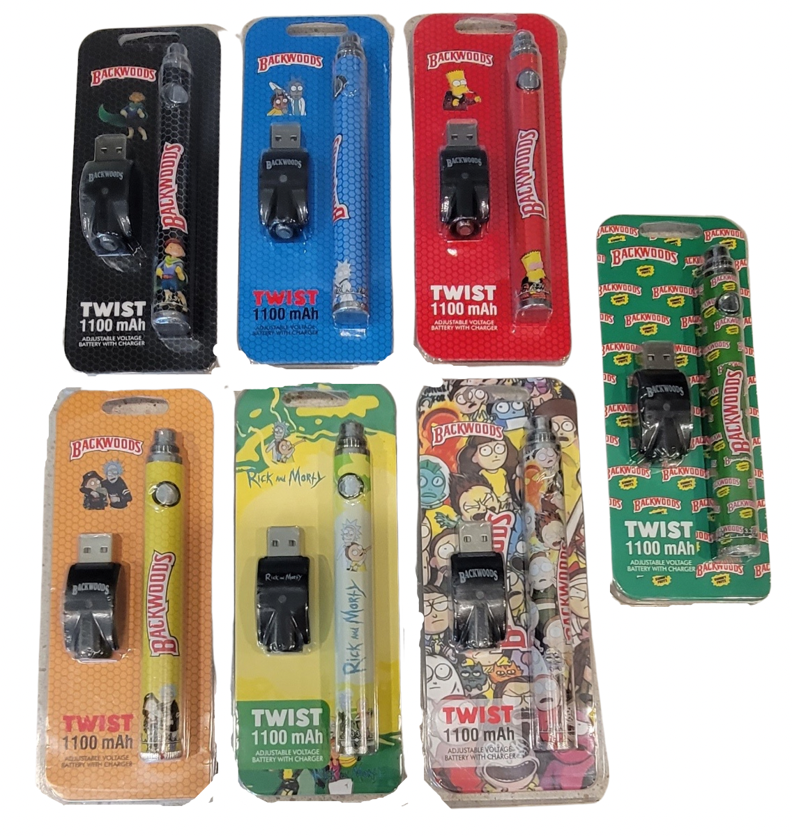 Backwoods/ Cookies/ Rick & Morty 1100 MAH 510 Cartridge Battery Simply CBD LLC