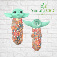 Load image into Gallery viewer, Silicone Baby Yoda Hand Pipe with Glass Bowl Simply CBD LLC

