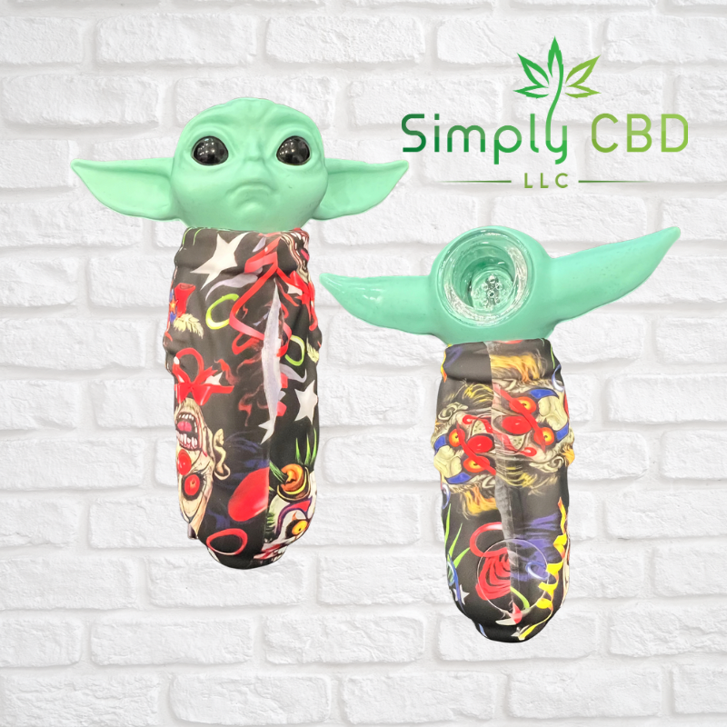 Silicone Baby Yoda Hand Pipe with Glass Bowl $9.99 Simply CBD LLC