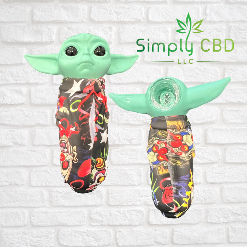 Silicone Baby Yoda Hand Pipe with Glass Bowl Simply CBD LLC