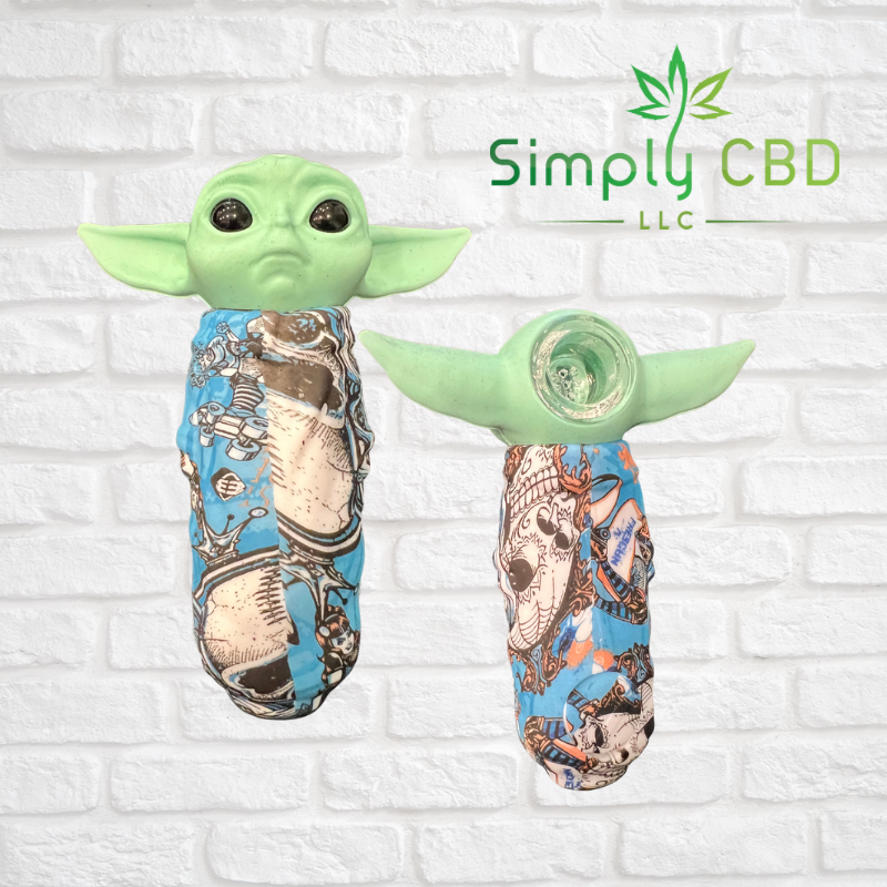 Silicone Baby Yoda Hand Pipe with Glass Bowl Simply CBD LLC