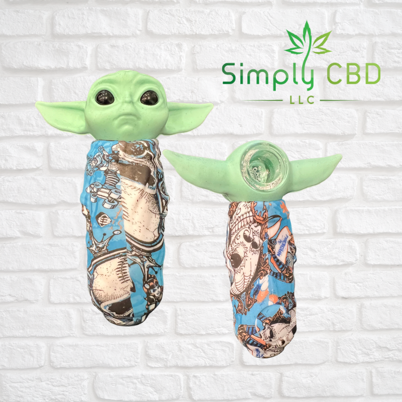 Silicone Baby Yoda Hand Pipe with Glass Bowl $9.99 Simply CBD LLC