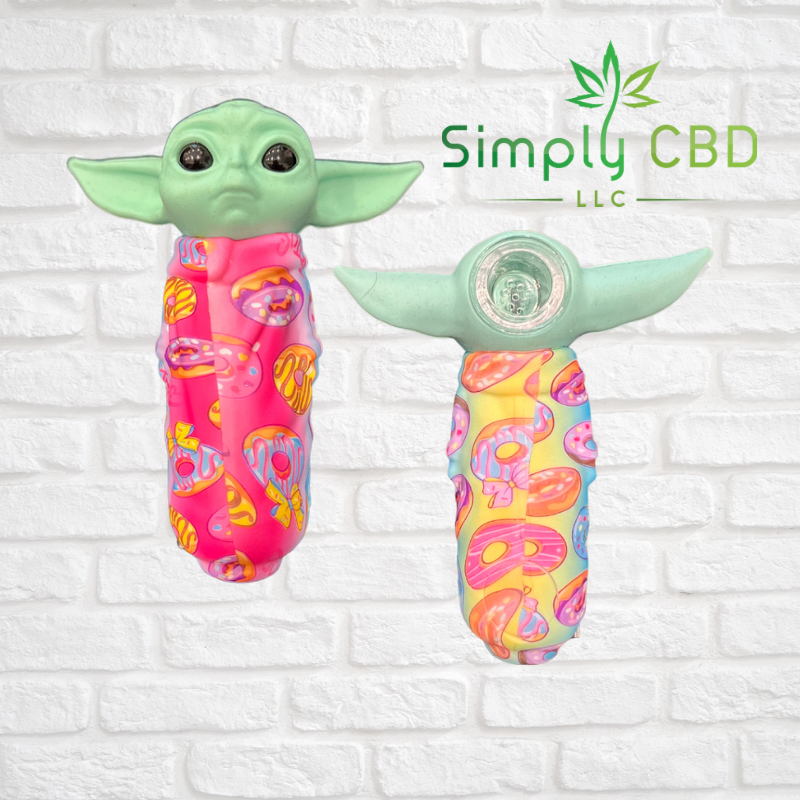 Silicone Baby Yoda Hand Pipe with Glass Bowl $9.99 Simply CBD LLC