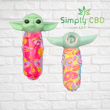 Load image into Gallery viewer, Silicone Baby Yoda Hand Pipe with Glass Bowl Simply CBD LLC
