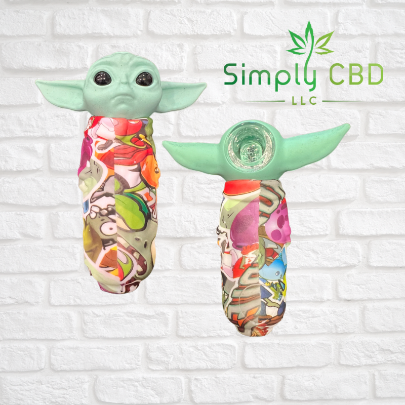 Silicone Baby Yoda Hand Pipe with Glass Bowl $9.99 Simply CBD LLC