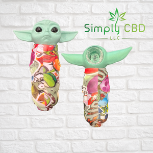 Silicone Baby Yoda Hand Pipe with Glass Bowl Simply CBD LLC