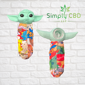Silicone Baby Yoda Hand Pipe with Glass Bowl Simply CBD LLC
